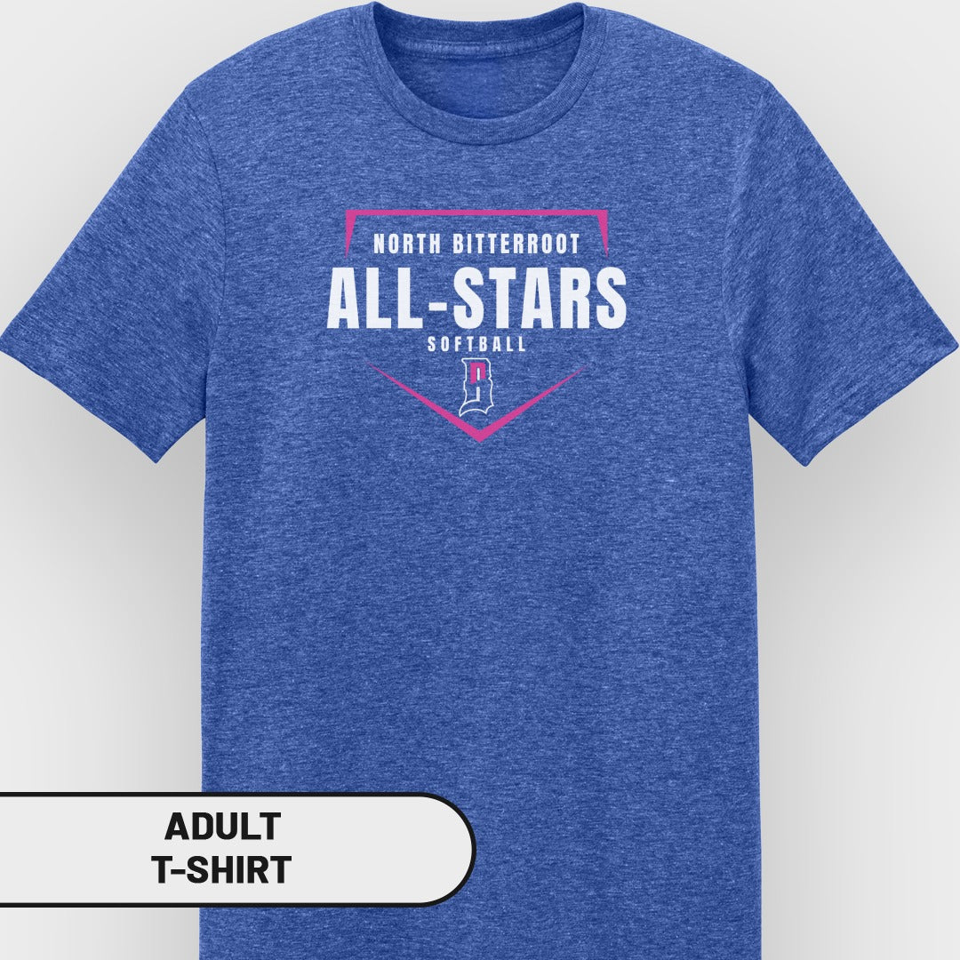 North Bitterroot All-Stars softball adult t-shirt.