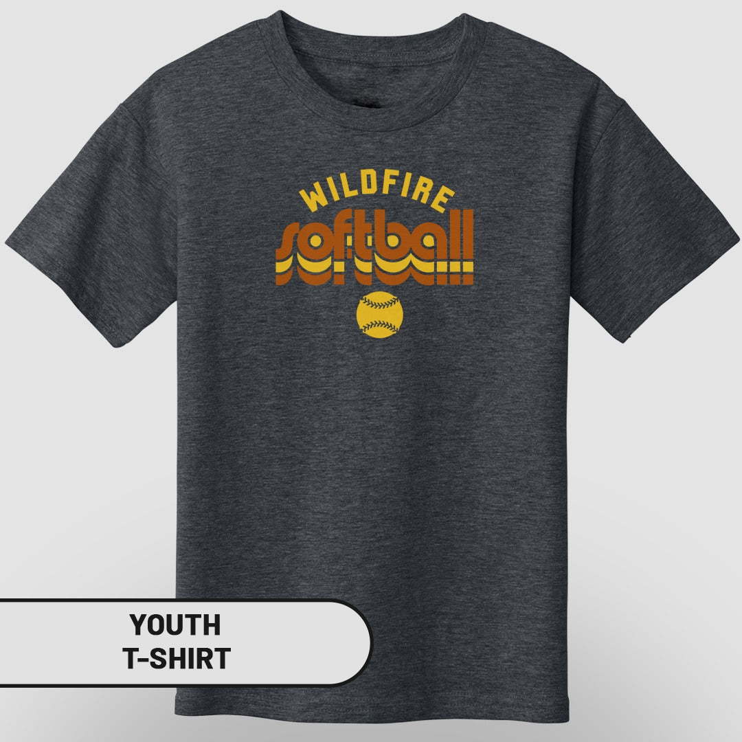 Youth Wildfire Softball Graphic Charcoal T-Shirt
