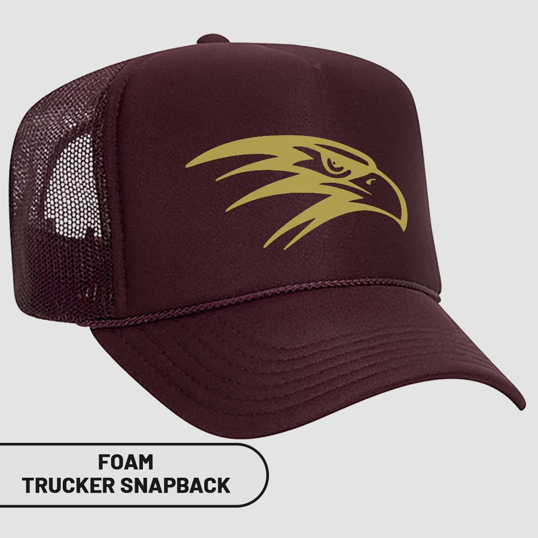 Eagle Head Logo Maroon Foam Trucker Snapback Hat
