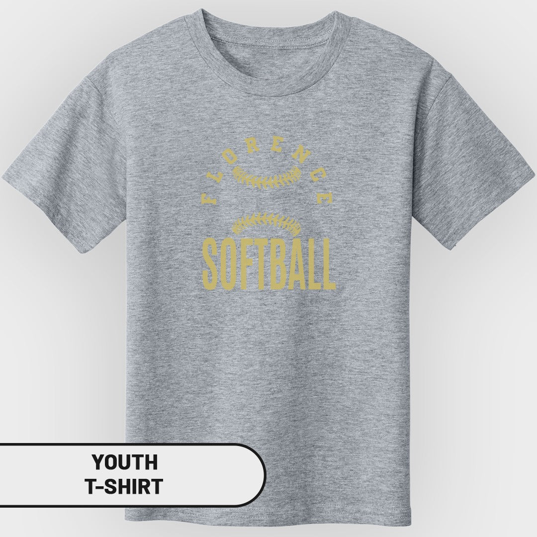 Youth grey t-shirt with "SOETBALL" graphic in yellow.