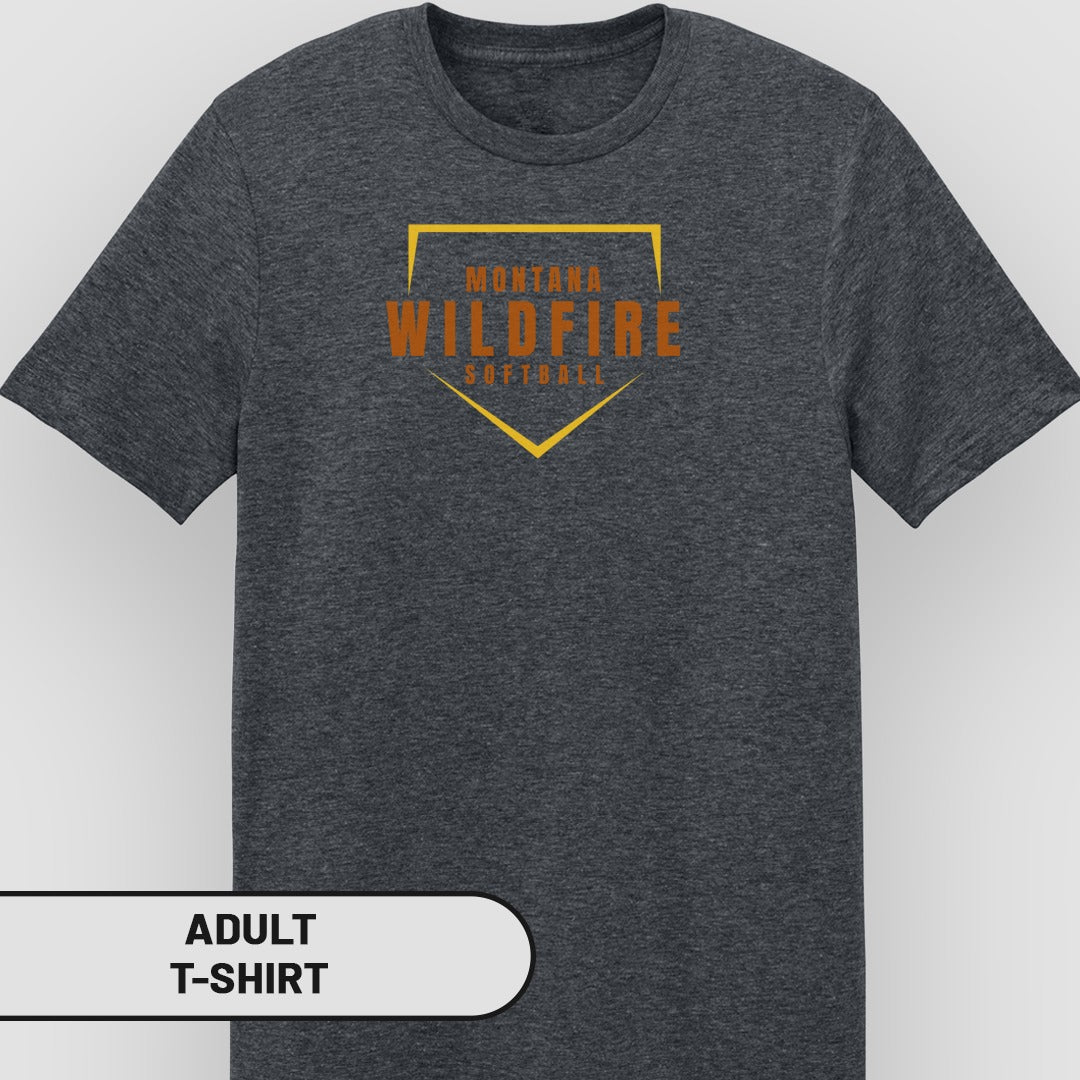 Montana Wildfire Softball Design Adult T-Shirt