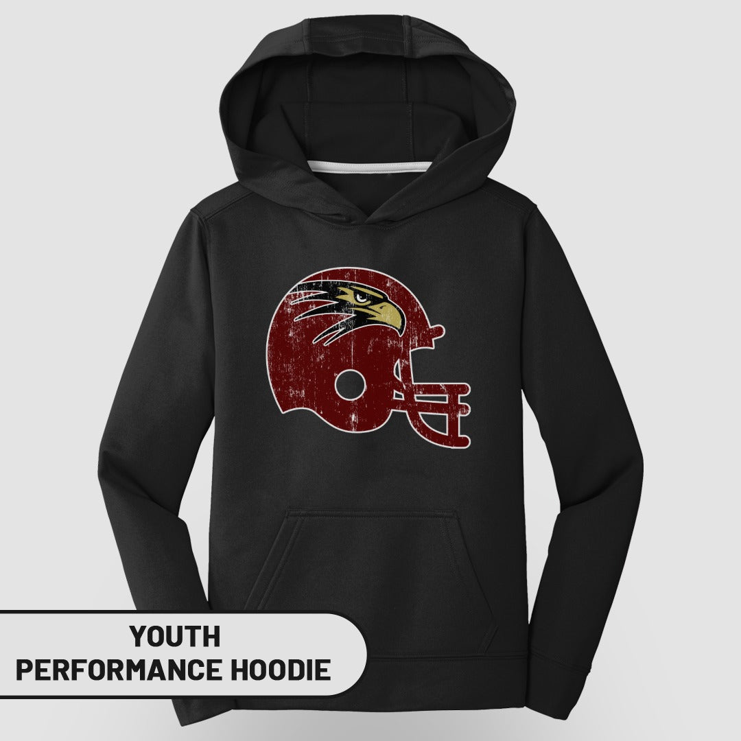 Vintage Football Team Youth Performance Hoodie