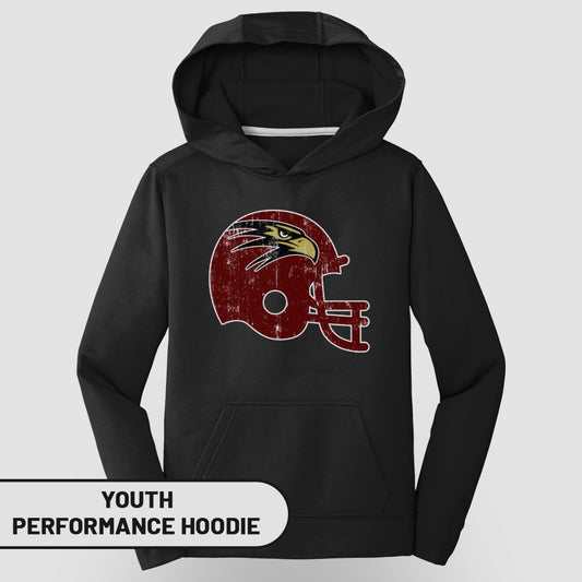 Vintage Football Team Youth Performance Hoodie