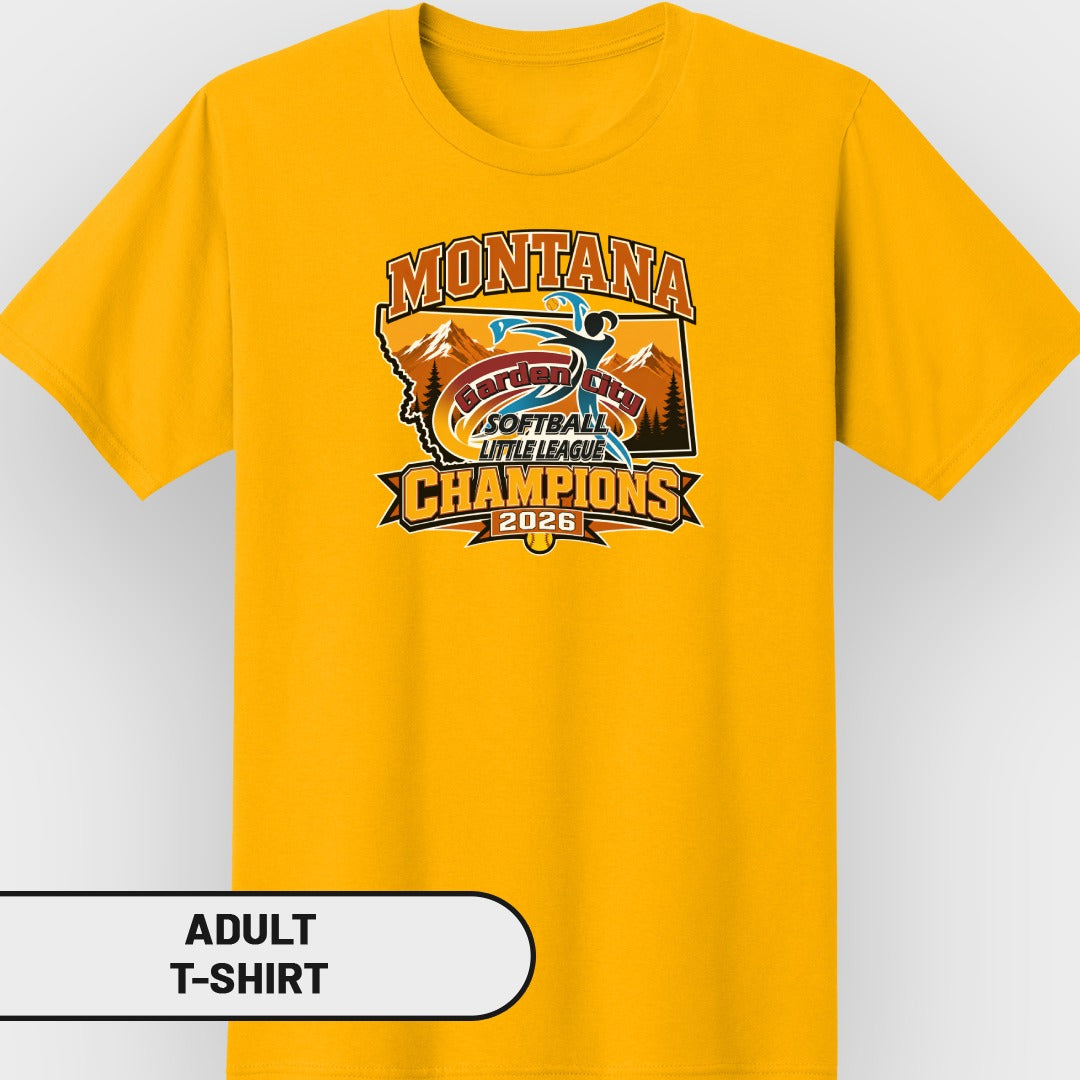 Montana Garden City Softball Little League Champions 2026 adult t-shirt.