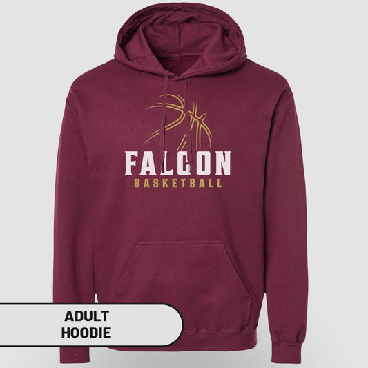 Falcon Basketball Maroon Adult Hoodie
