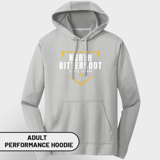 Adult North Little League performance hoodie in light grey.