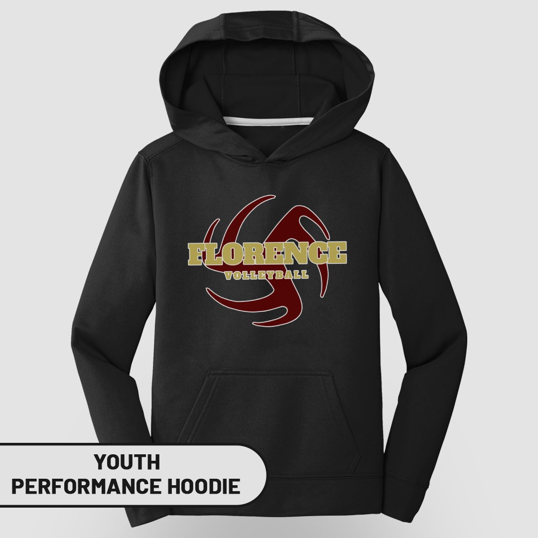 Florence Volleyball Youth Performance Hoodie