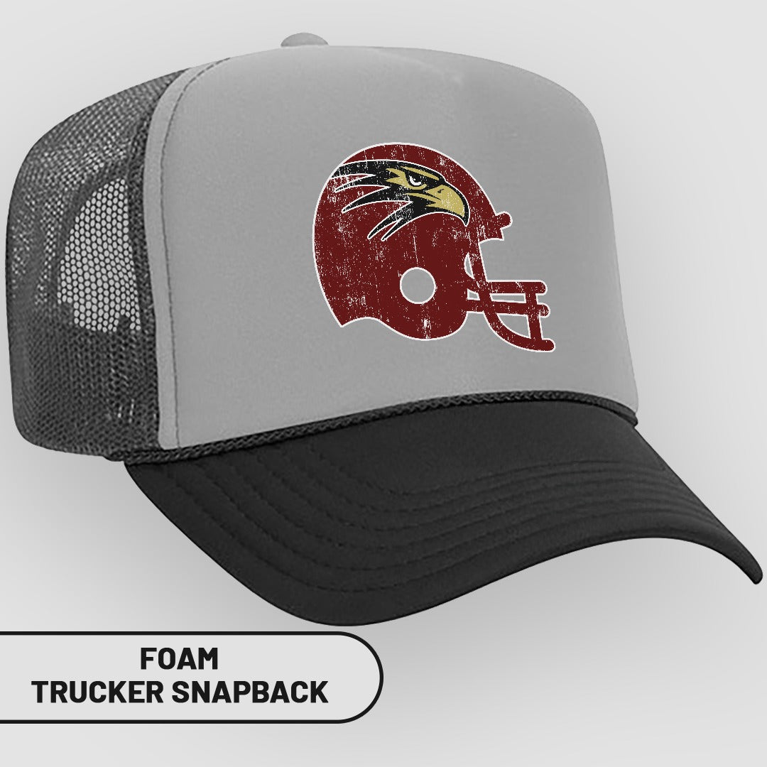 Vintage Red Helmet Graphic Foam Trucker Snapback Hat