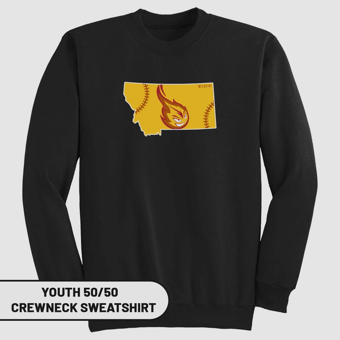 State Outline with Sport Theme Youth Sweatshirt