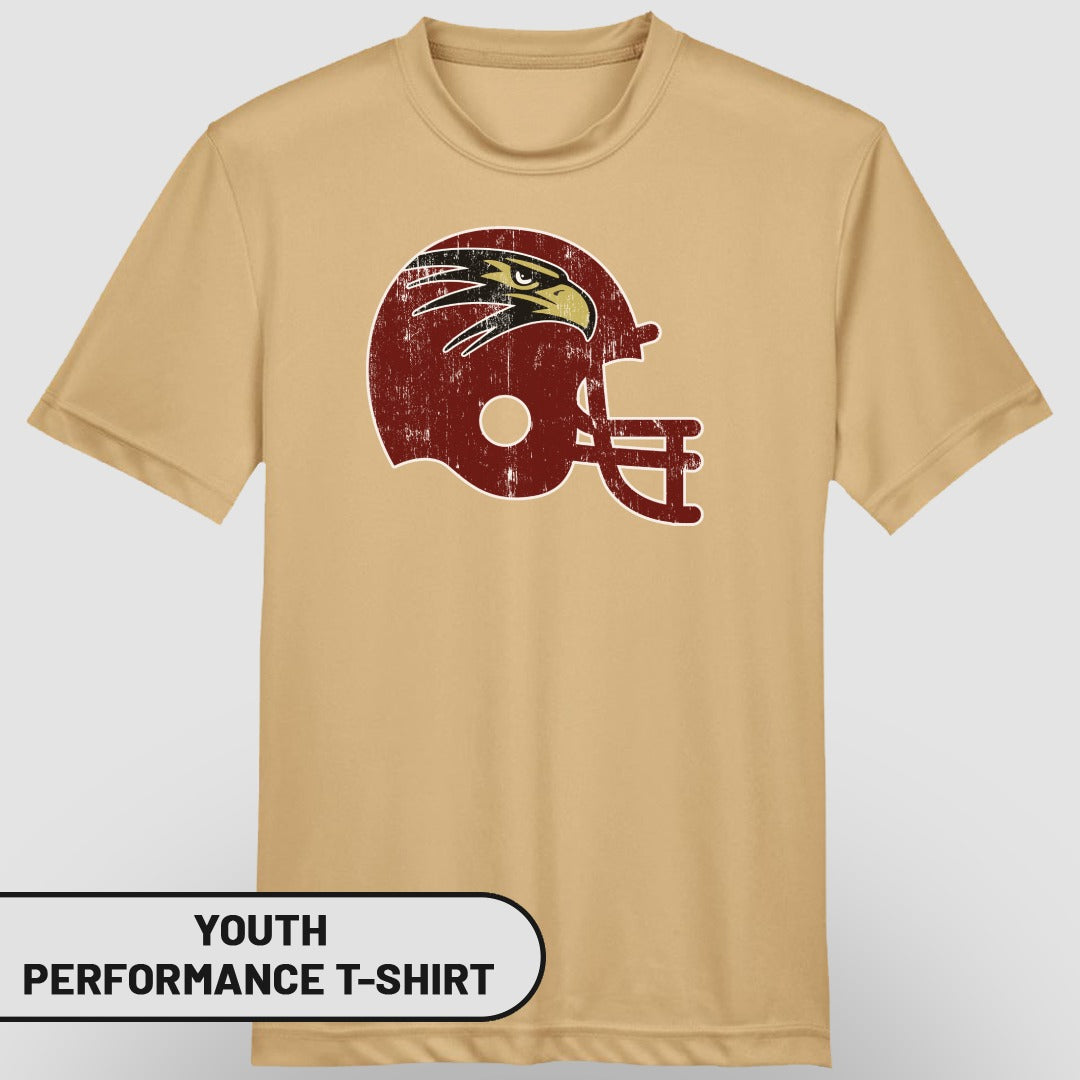Vintage Maroon Helmet Graphic Youth Performance T-shirt