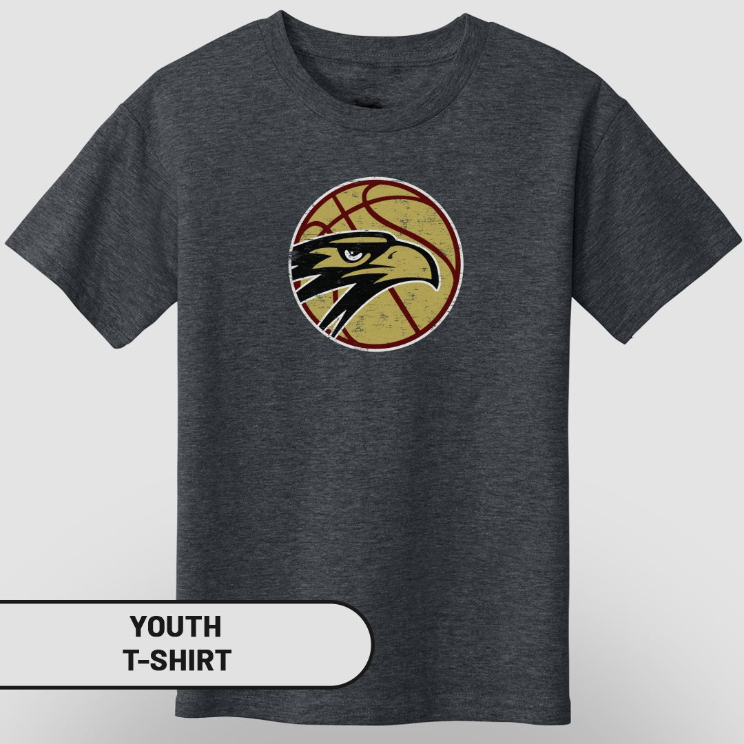 Basketball Themed Hawk Youth T-Shirt For Sports Fans