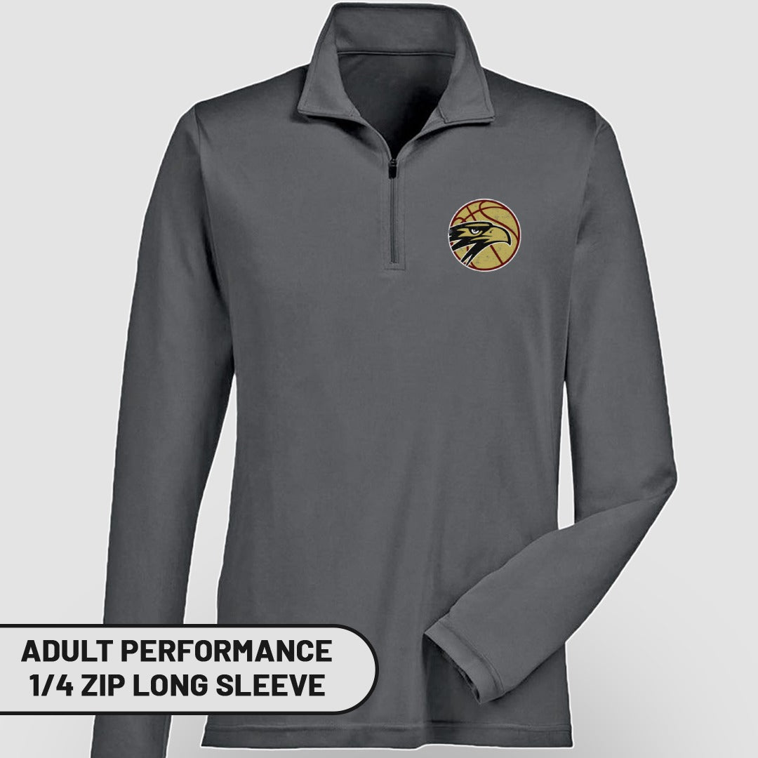 Adult Performance 1/4 Zip Long Sleeve Shirt for Comfort