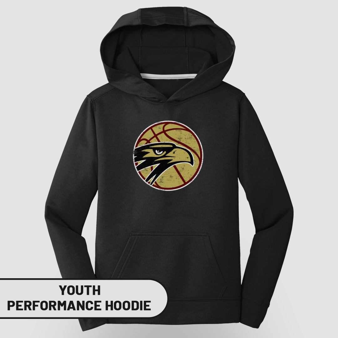 Youth Performance Hoodie with Basketball Eagle Design