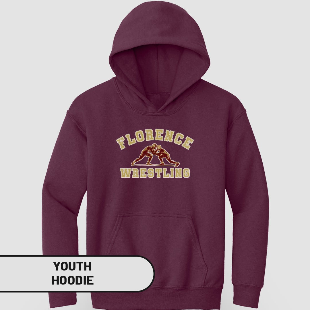Florence Wrestling Maroon Youth Hoodie