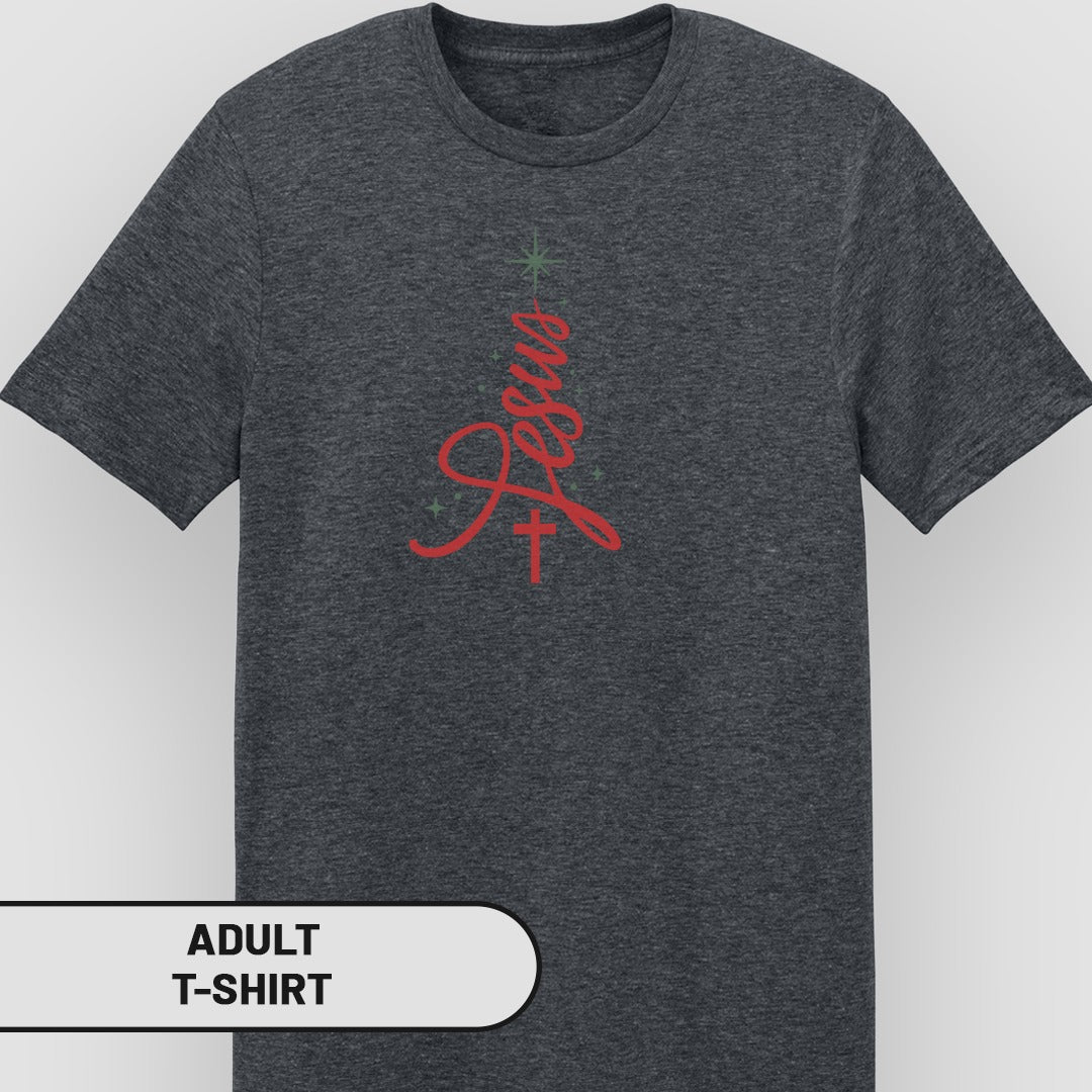 Christian Jesus Cross Christmas Tree Design T-shirt