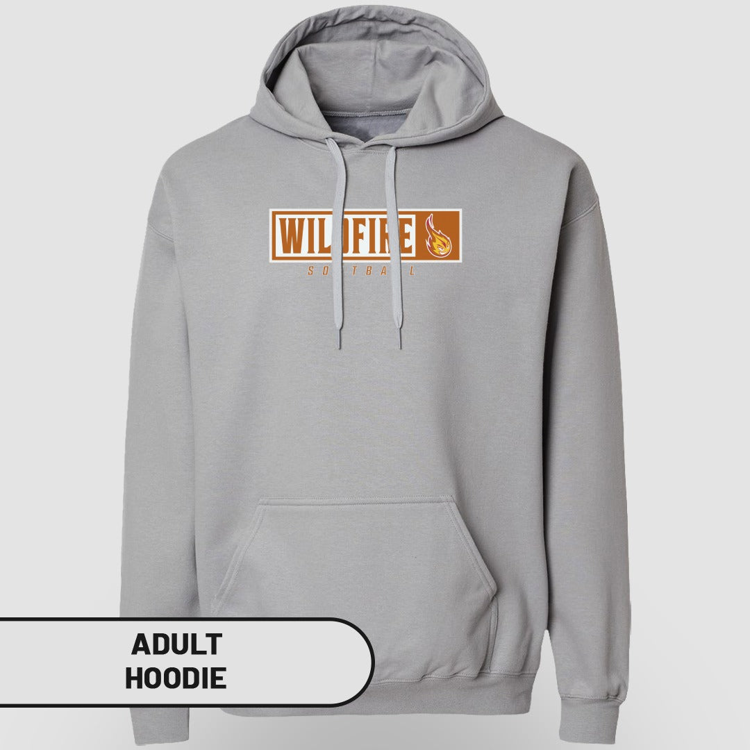Wildfire Softball Logo Design Grey Adult Hoodie