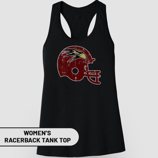 Women's Racerback Tank Top with Red Football Helmet Design