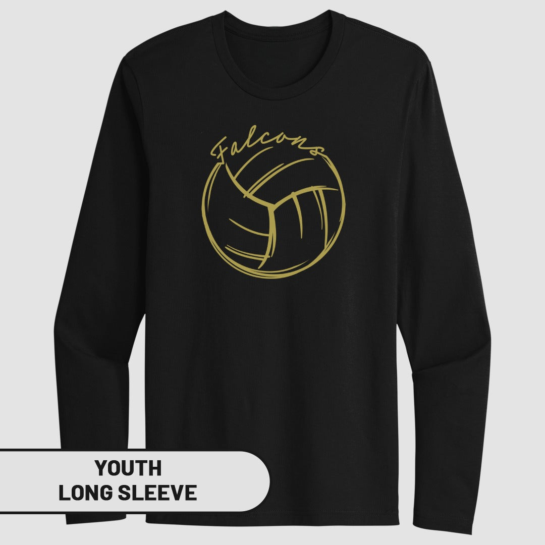 Falcons Volleyball Graphic Youth Long Sleeve Top