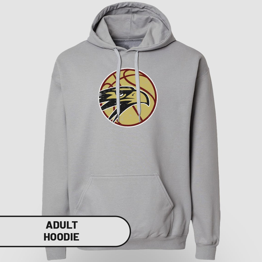 Basketball Team Logo Gray Adult Hoodie