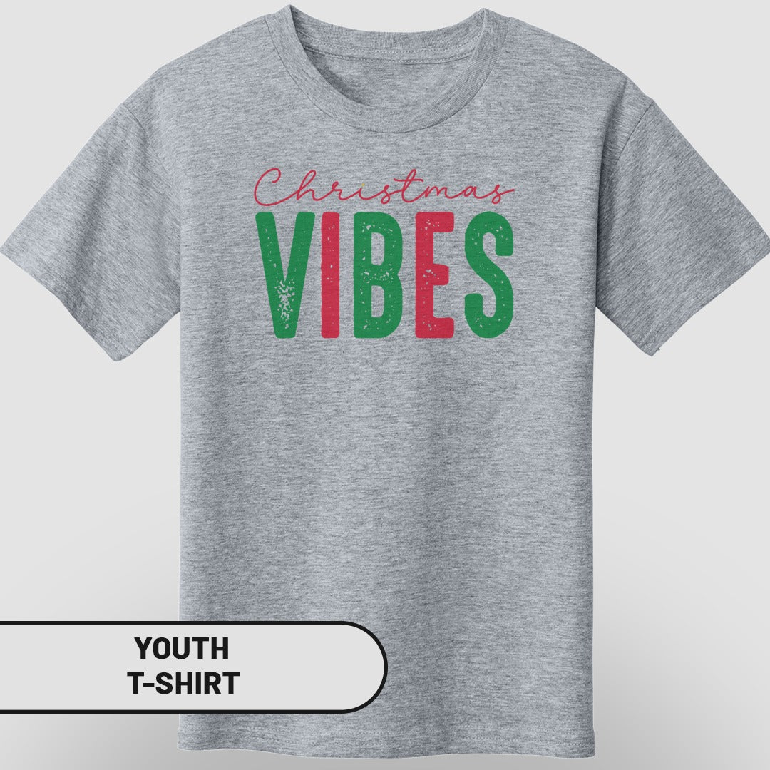 Festive Christmas Vibes Youth T-Shirt for Holiday Season