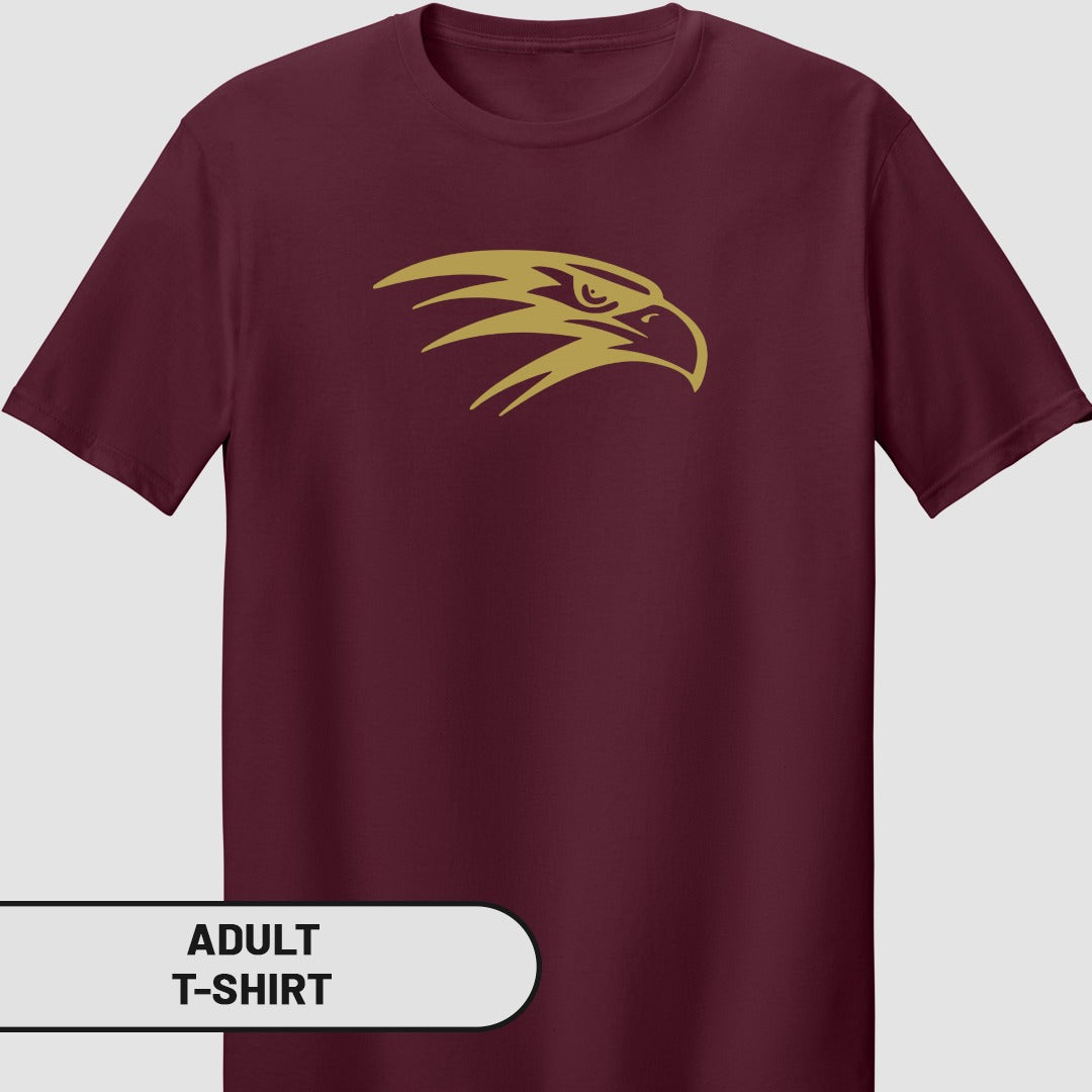 Bold Eagle Design Maroon Adult T-Shirt