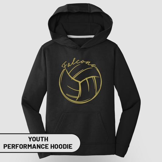 Falcons Volleyball Design Youth Performance Hoodie