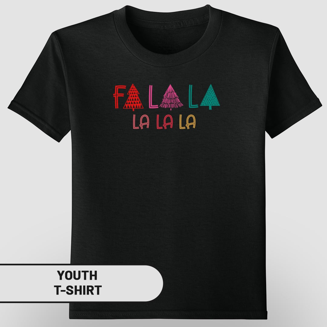 Colorful Fa La La La La Tree Print Youth T-shirt