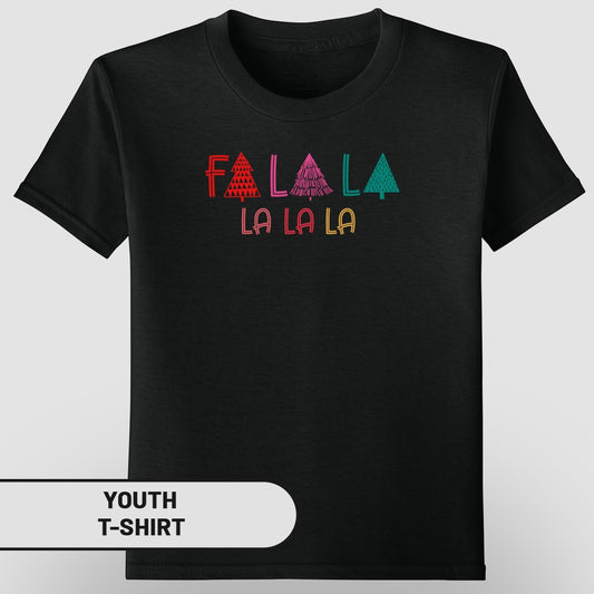 Colorful Fa La La La La Tree Print Youth T-shirt