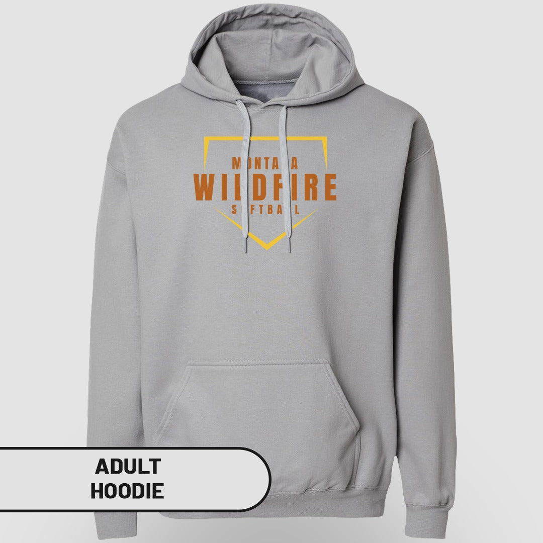 Montana Wildfire Softball Graphic Adult Hoodie