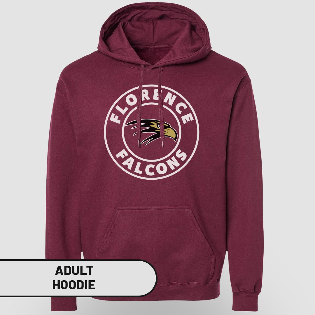 Florence Falcons Graphic Maroon Adult Hoodie