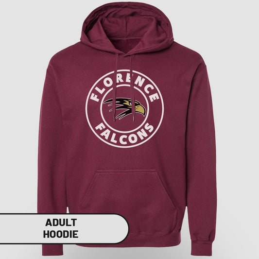 Florence Falcons Graphic Maroon Adult Hoodie