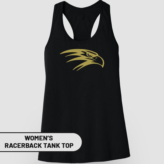 Women's Black Tank Top With Eagle Design Racerback