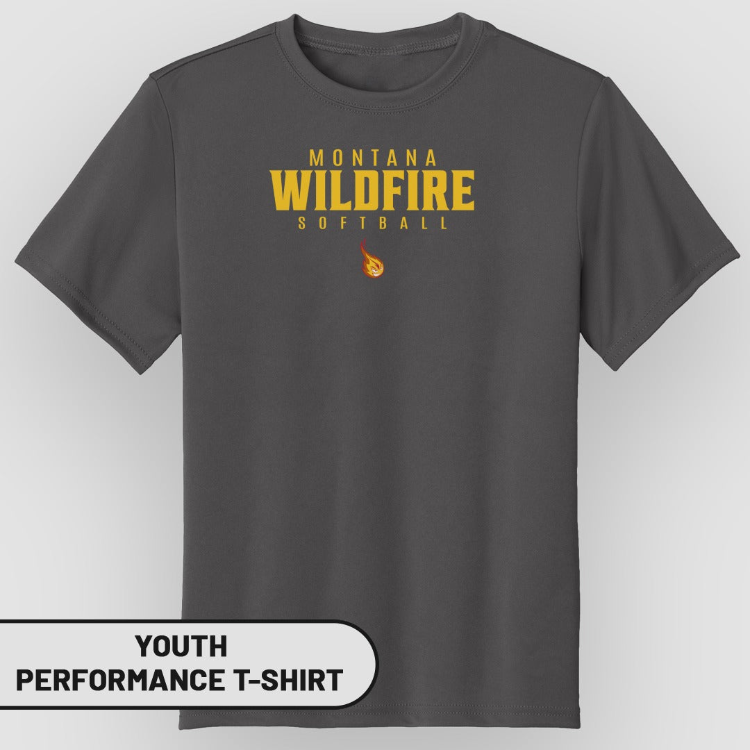 Montana Wildfire Softball Youth Performance T-Shirt