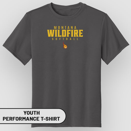 Montana Wildfire Softball Youth Performance T-Shirt