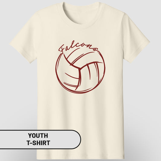 Falcons Design Volleyball Print Youth T-Shirt