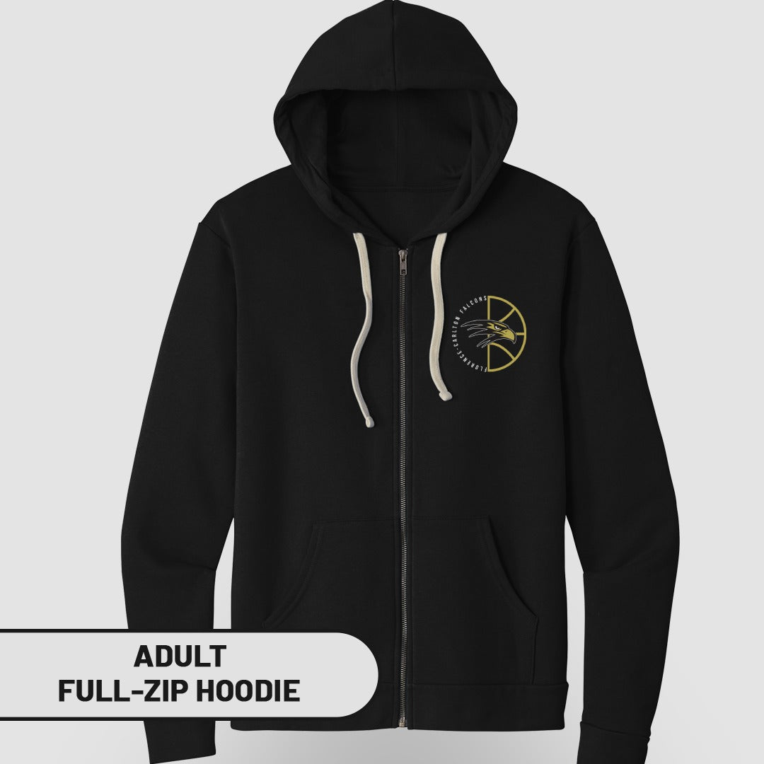 Stylish Black Adult Full-Zip Hoodie with Logo Design