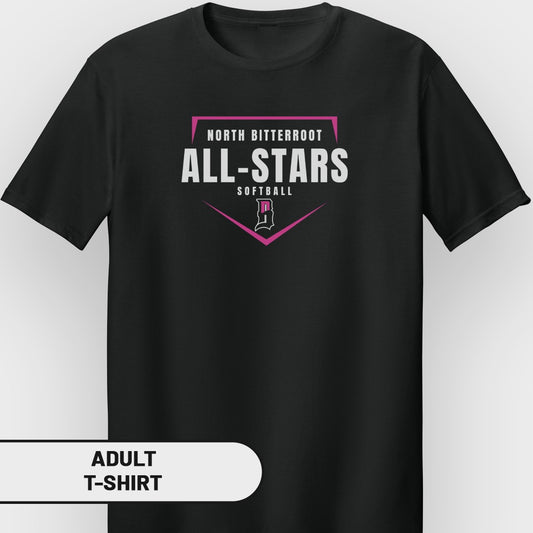 North Bitterroot All-Stars softball adult t-shirt.