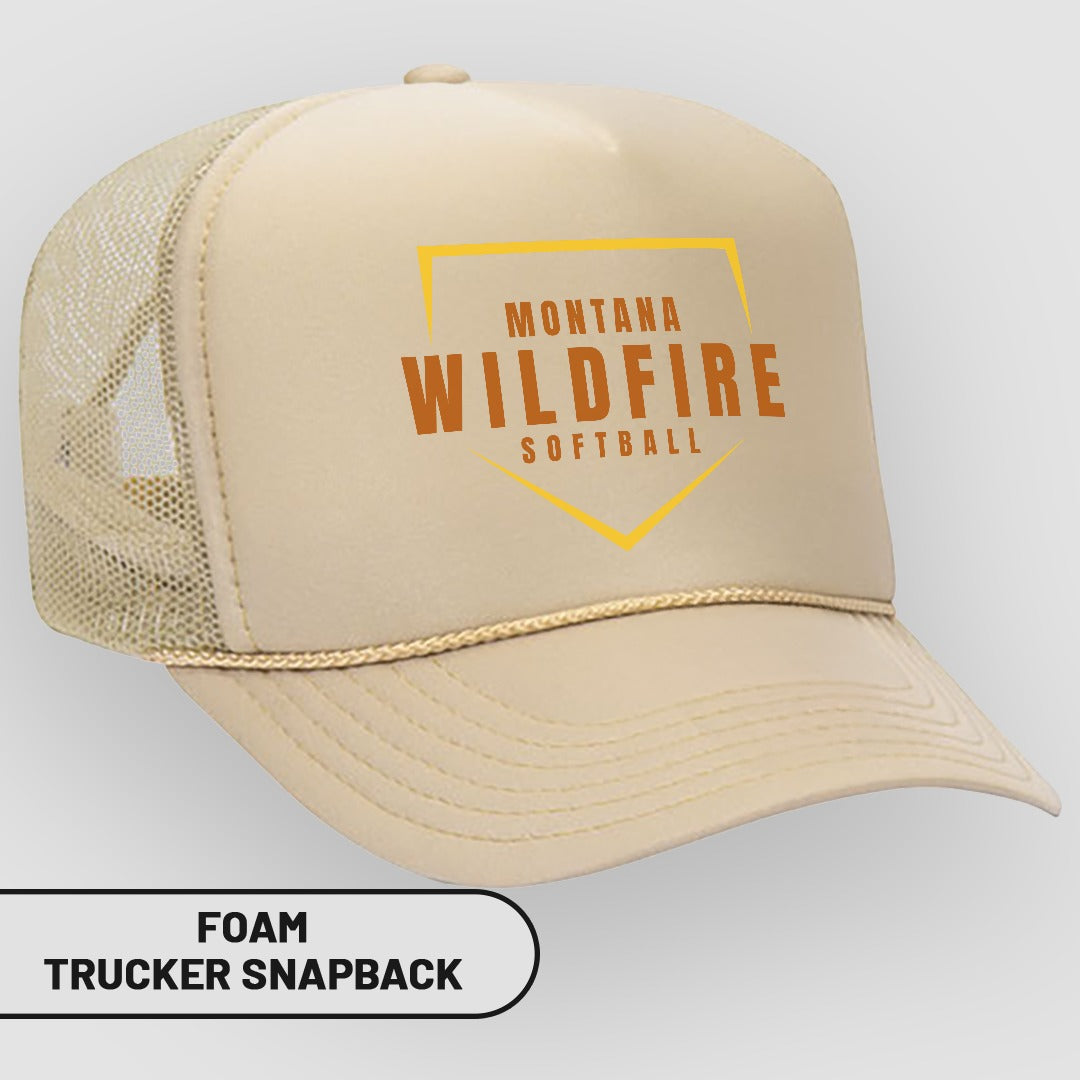Montana Wildfire Softball Foam Trucker Snapback Hat