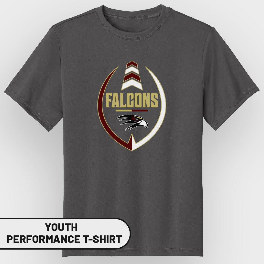 Youth performance t-shirt with Falcons logo and eagle graphic.