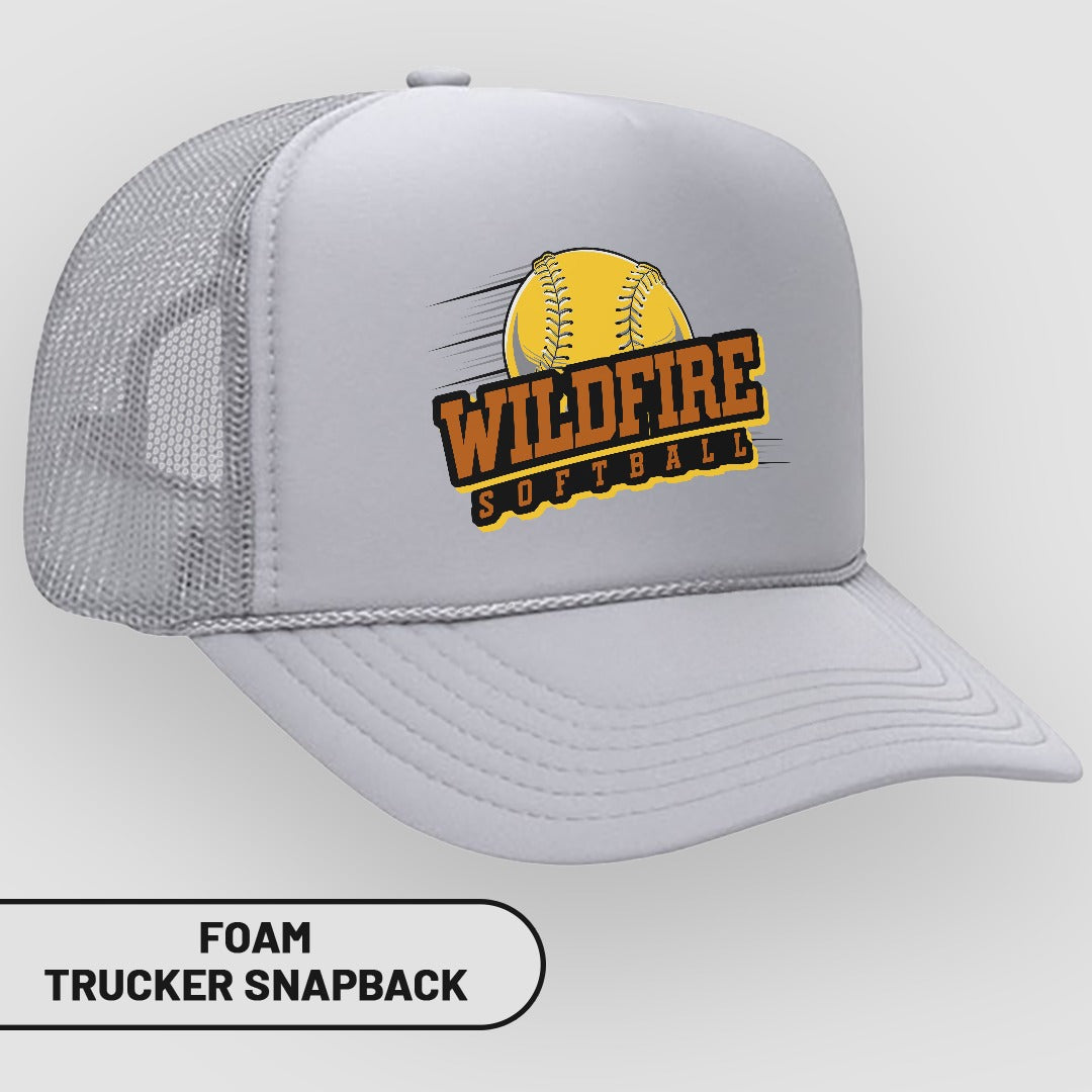 Wildfire Softball Design Foam Trucker Snapback Hat