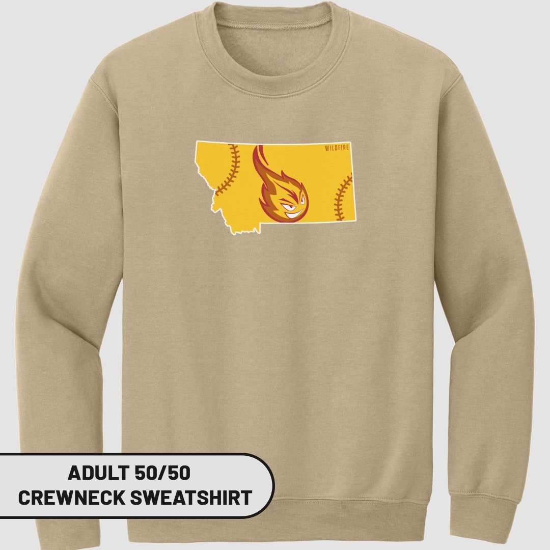 Montana Wildfire Baseball Crewneck Sweatshirt