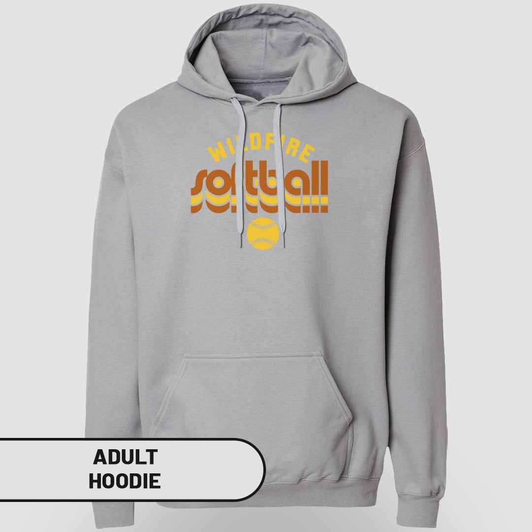 Wildfire Softball Design Gray Hoodie for Adults