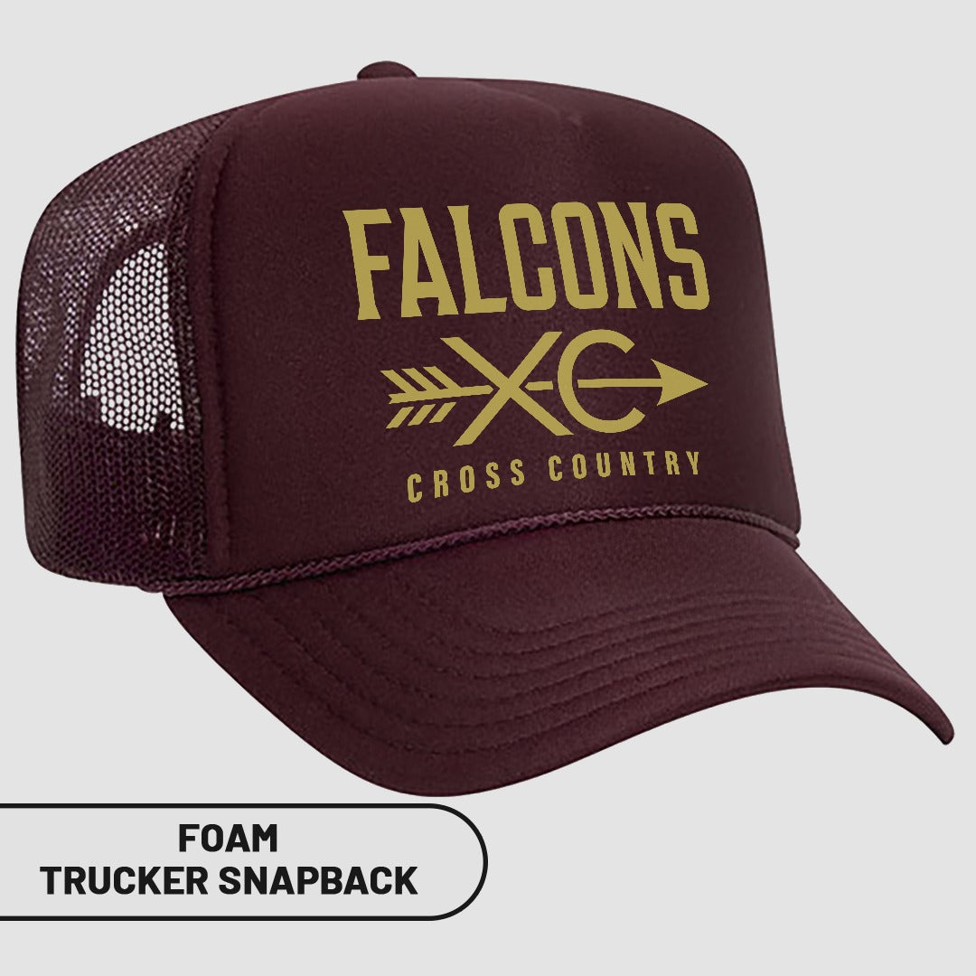 Falcons Cross Country Foam Trucker Snapback Hat