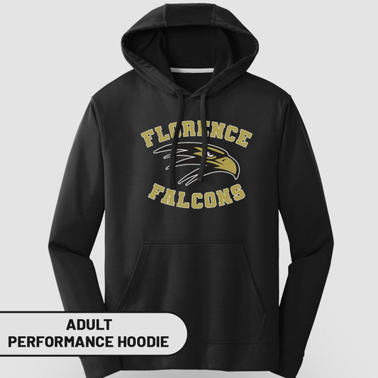 Florence Falcons Black Adult Performance Hoodie