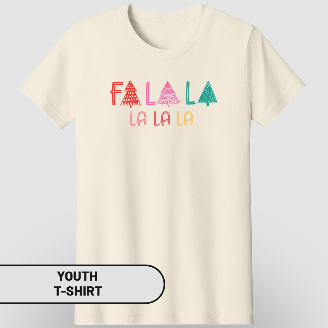 Festive Fa La La Printed Youth T-Shirt Holiday Apparel