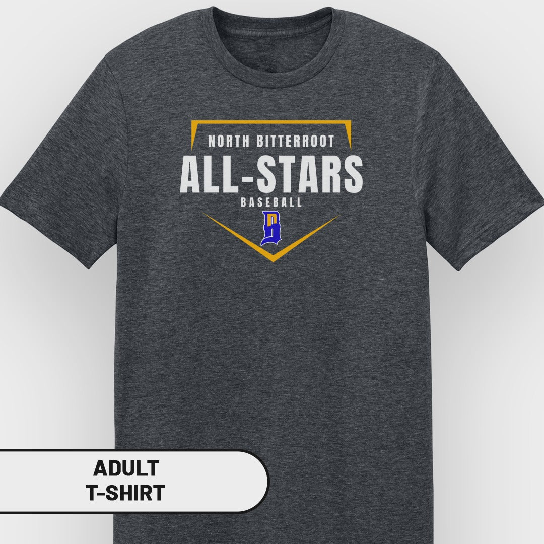North Bitterroot All-Stars baseball adult t-shirt.