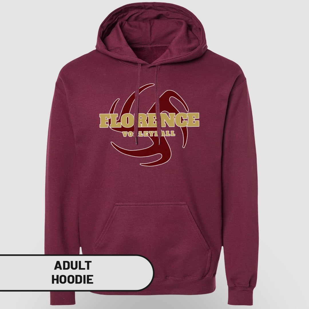Florence Volleyball Maroon Hoodie Adult Hoodie
