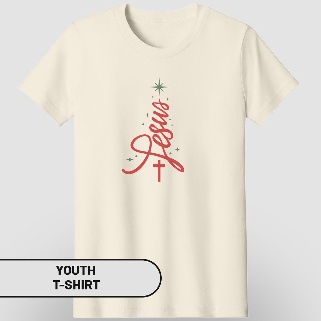 Christmas Jesus Cross Youth T-shirt Christian Gift