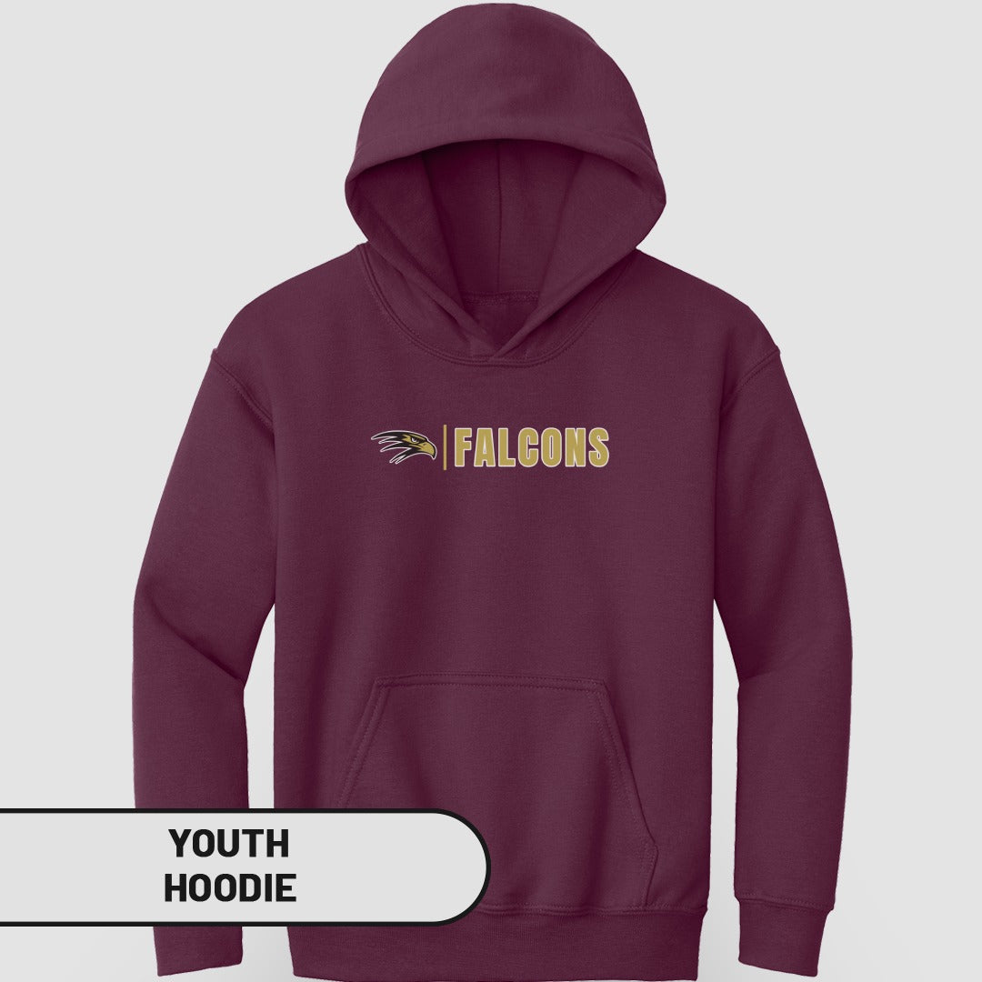 Falcons Logo Design Maroon Youth Hoodie