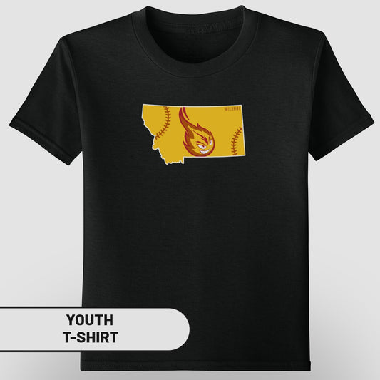 Youth T-Shirt with Unique Montana State Baseball Design